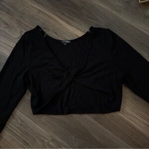 Wild Fable Black Twist Front Crop Top